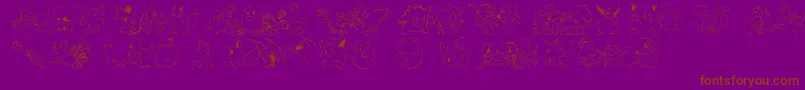 LmsPokemonMasterDingbat-fontti – ruskeat fontit violetilla taustalla
