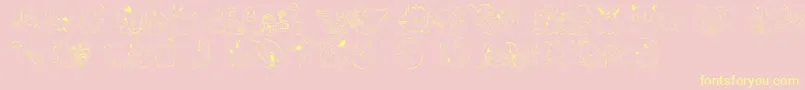 フォントLmsPokemonMasterDingbat – 黄色のフォント、ピンクの背景