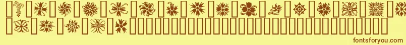 Orna2-Schriftart – Braune Schriften auf gelbem Hintergrund