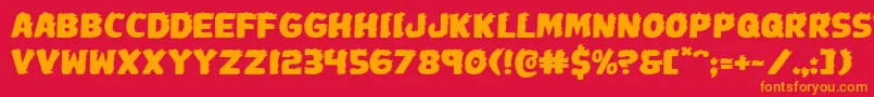 Johnnytorchexpand-Schriftart – Orangefarbene Schriften auf rotem Hintergrund