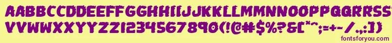 フォントJohnnytorchexpand – 紫色のフォント、黄色の背景
