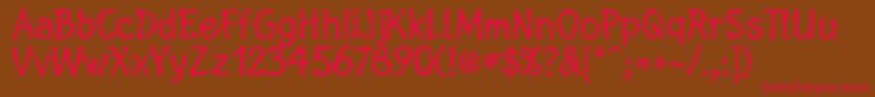 Linotypefluxus-Schriftart – Rote Schriften auf braunem Hintergrund