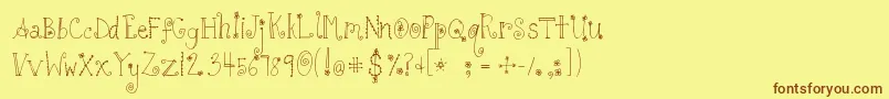 Шрифт Tunaandhotdogsonrye – коричневые шрифты на жёлтом фоне