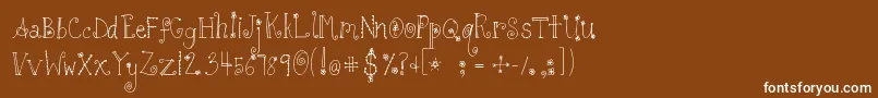 Шрифт Tunaandhotdogsonrye – белые шрифты на коричневом фоне