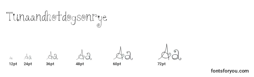 Größen der Schriftart Tunaandhotdogsonrye