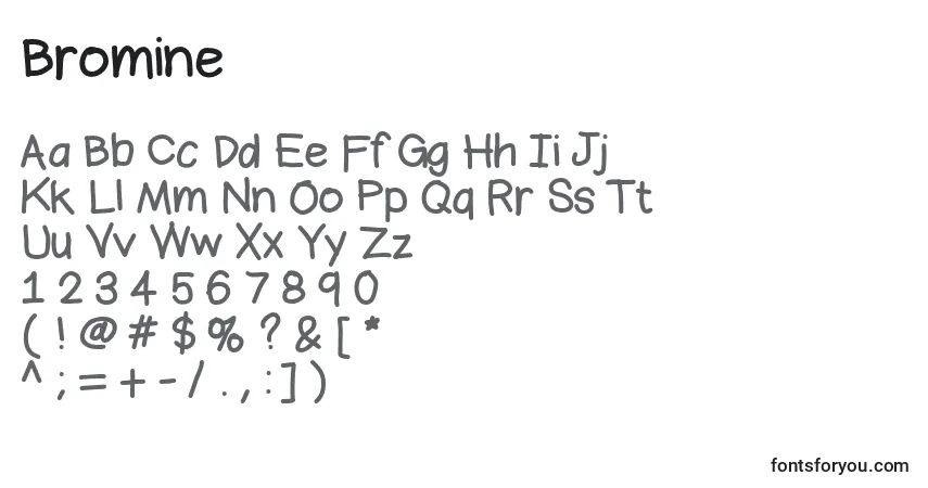 A fonte Bromine (53400) – alfabeto, números, caracteres especiais