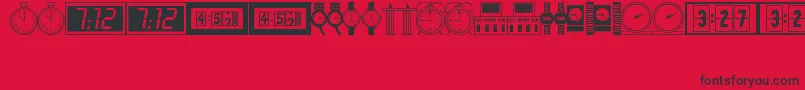 Timepcs-Schriftart – Schwarze Schriften auf rotem Hintergrund