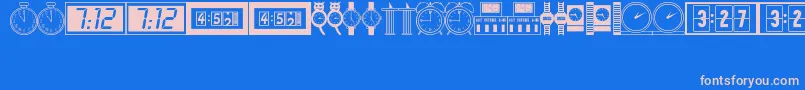 Timepcs-Schriftart – Rosa Schriften auf blauem Hintergrund