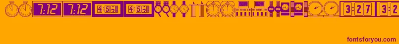 Timepcs-Schriftart – Violette Schriften auf orangefarbenem Hintergrund