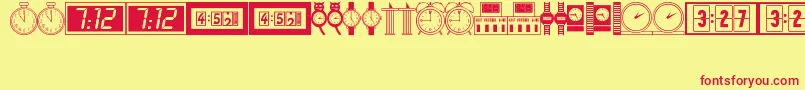 Timepcs-Schriftart – Rote Schriften auf gelbem Hintergrund