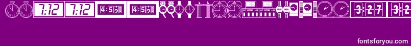 Timepcs-Schriftart – Weiße Schriften auf violettem Hintergrund