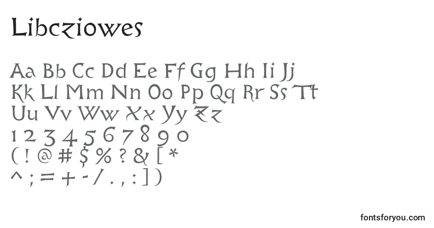 A fonte Libcziowes – alfabeto, números, caracteres especiais