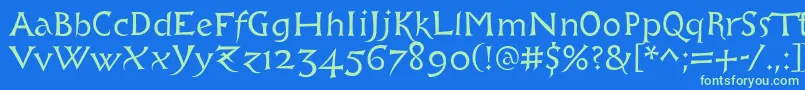 Libcziowes Font – Green Fonts on Blue Background