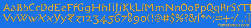 Libcziowes Font – Orange Fonts on Blue Background