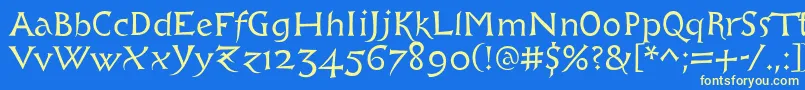 Libcziowes Font – Yellow Fonts on Blue Background