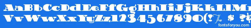 フォントGuinnessextrastout – 青い背景に白い文字