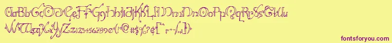 Hollyjinglecond-fontti – violetit fontit keltaisella taustalla