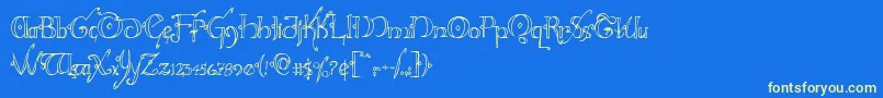 Hollyjinglecond-fontti – keltaiset fontit sinisellä taustalla