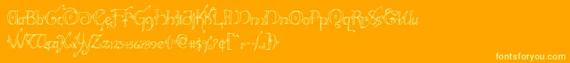 Fonte Hollyjinglecond – fontes amarelas em um fundo laranja