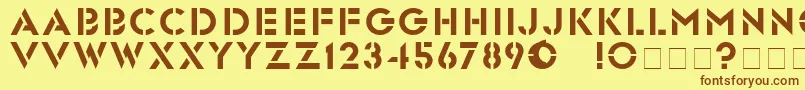 フォントGlastenBold – 茶色の文字が黄色の背景にあります。