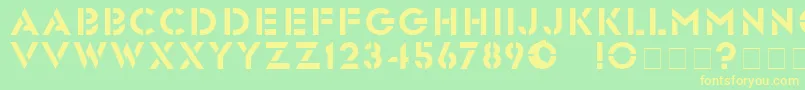 フォントGlastenBold – 黄色の文字が緑の背景にあります