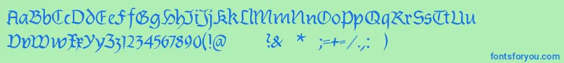 Burtinomatic Font – Blue Fonts on Green Background