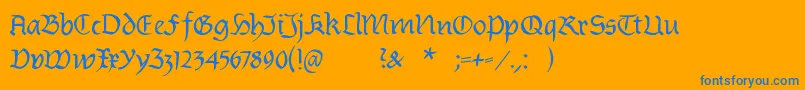 Burtinomatic-fontti – siniset fontit oranssilla taustalla