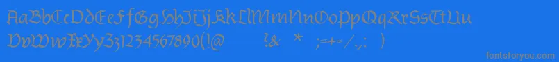 フォントBurtinomatic – 青い背景に灰色の文字