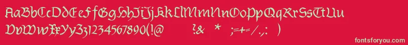 フォントBurtinomatic – 赤い背景に緑の文字