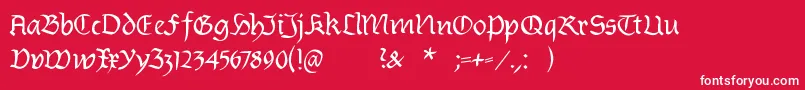 Burtinomatic-Schriftart – Weiße Schriften auf rotem Hintergrund