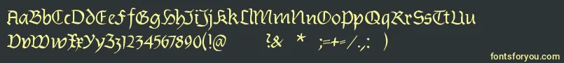 フォントBurtinomatic – 黒い背景に黄色の文字