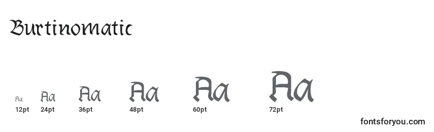 Размеры шрифта Burtinomatic