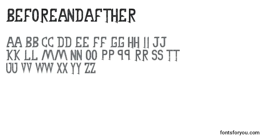 Schriftart BeforeAndAfther – Alphabet, Zahlen, spezielle Symbole