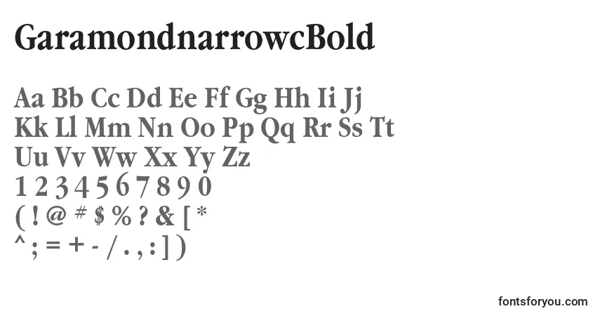 GaramondnarrowcBold-fontti – aakkoset, numerot, erikoismerkit