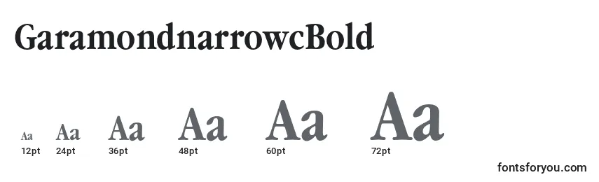 GaramondnarrowcBold-fontin koot