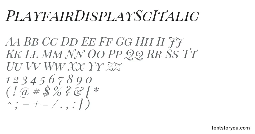 Шрифт PlayfairDisplayScItalic – алфавит, цифры, специальные символы