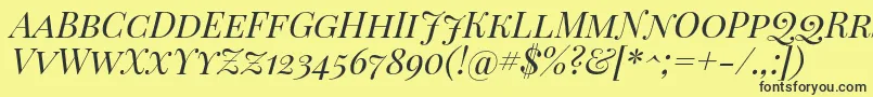 フォントPlayfairDisplayScItalic – 黒い文字の黄色い背景