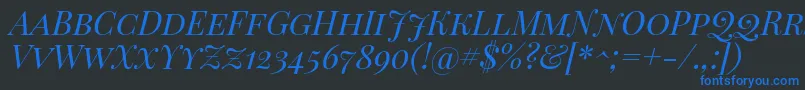 PlayfairDisplayScItalic Font – Blue Fonts on Black Background