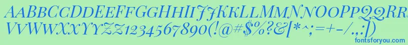 PlayfairDisplayScItalic Font – Blue Fonts on Green Background