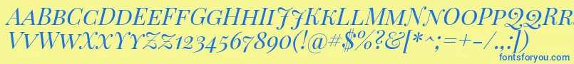 PlayfairDisplayScItalic Font – Blue Fonts on Yellow Background