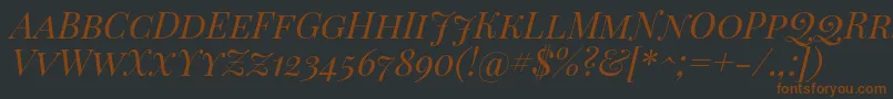 PlayfairDisplayScItalic Font – Brown Fonts on Black Background