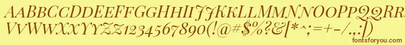 PlayfairDisplayScItalic Font – Brown Fonts on Yellow Background