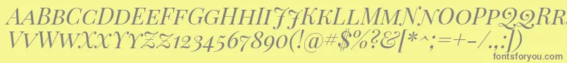 PlayfairDisplayScItalic Font – Gray Fonts on Yellow Background