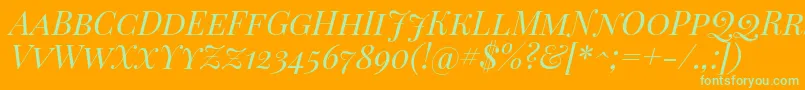 PlayfairDisplayScItalic Font – Green Fonts on Orange Background