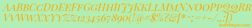 PlayfairDisplayScItalic Font – Orange Fonts on Green Background