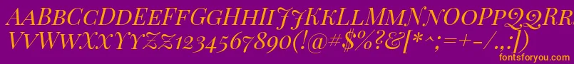 PlayfairDisplayScItalic Font – Orange Fonts on Purple Background