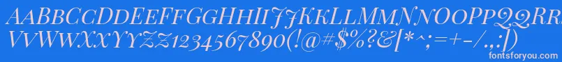 フォントPlayfairDisplayScItalic – ピンクの文字、青い背景