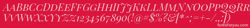 PlayfairDisplayScItalic-Schriftart – Rosa Schriften auf rotem Hintergrund