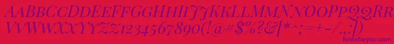 PlayfairDisplayScItalic Font – Purple Fonts on Red Background