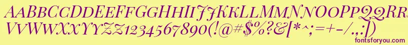 PlayfairDisplayScItalic Font – Purple Fonts on Yellow Background